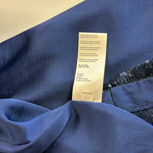 NWT Anthropologie  by Anthropologie Marie Navy Sequin Puff Short Sleeve Size 6 - Picture 9 of 13